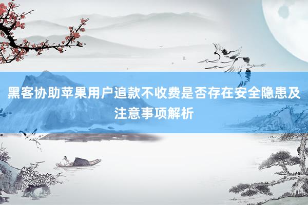 黑客协助苹果用户追款不收费是否存在安全隐患及注意事项解析