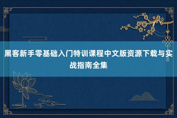 黑客新手零基础入门特训课程中文版资源下载与实战指南全集